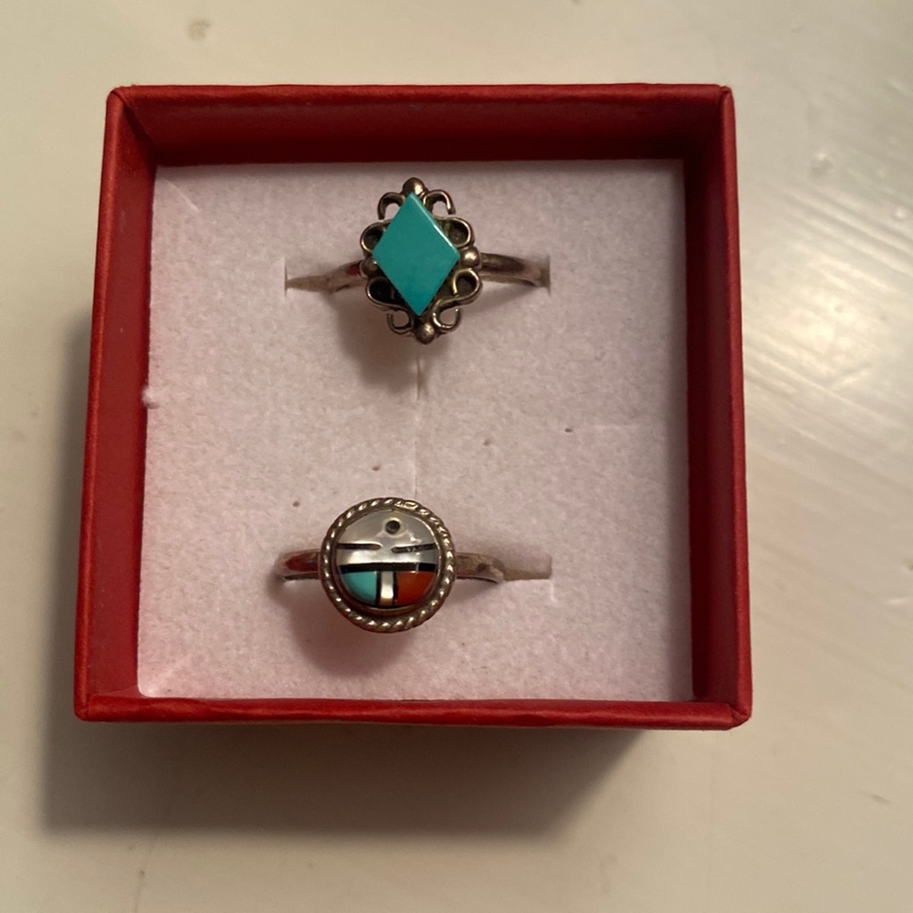 Silver and Turquoise Cocktail Rings